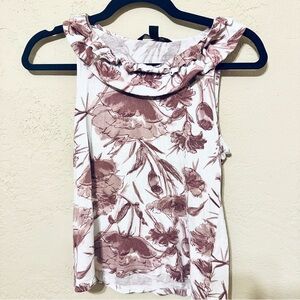 Banana Republic Pink Floral Ruffle Tank Top